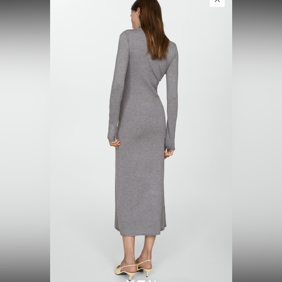 Mango Perkins Long Sleeve knit dress in large heather grey - Picture 2 of 8
